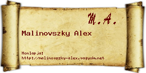 Malinovszky Alex névjegykártya